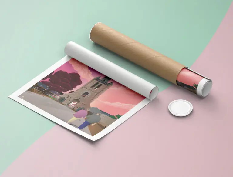 free rolled canvas poster with tube mockup